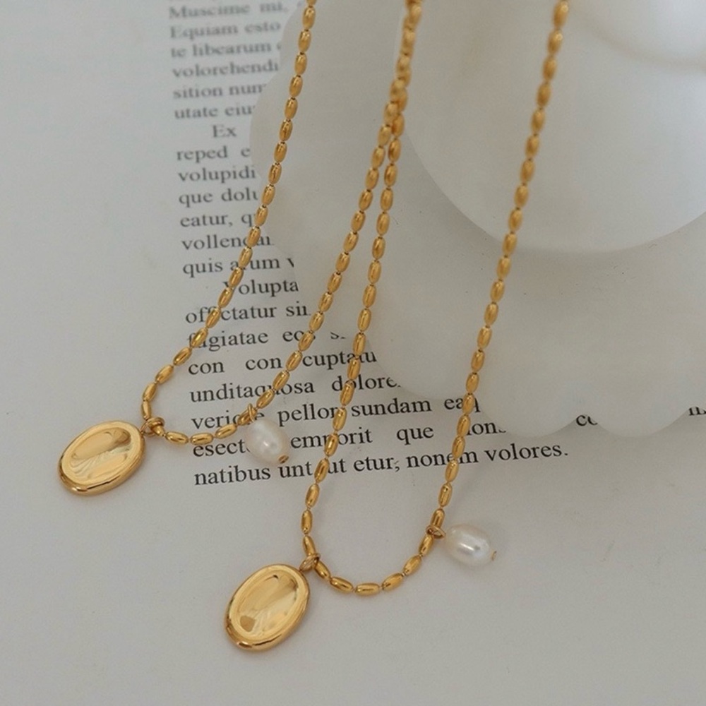18K Gold Plated Dainty Necklace*Gold
Nugget Chain*Pearl Necklace*ML